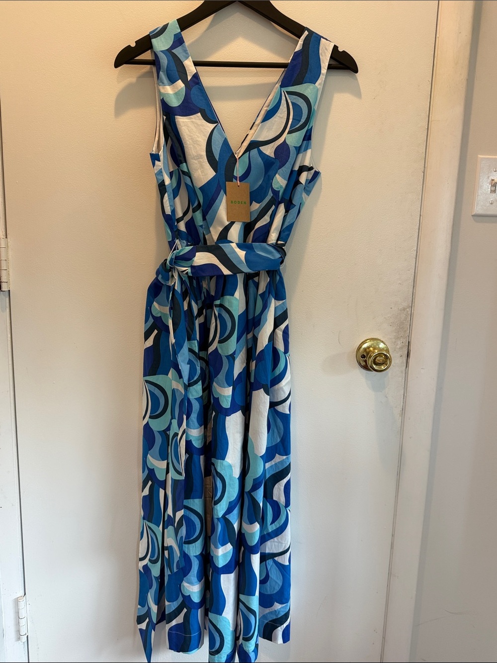 Boden Blue Multi-Print Wrap Midi Dress